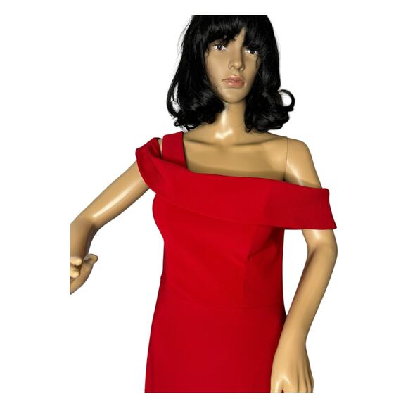 Agua Dresses Red One-Shoulder Off-Shoulder Maxi Formal Gown Slit –size 8 - Picture 16 of 17